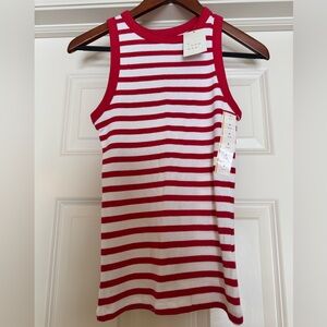 a new day Striped Red and White Tank Top